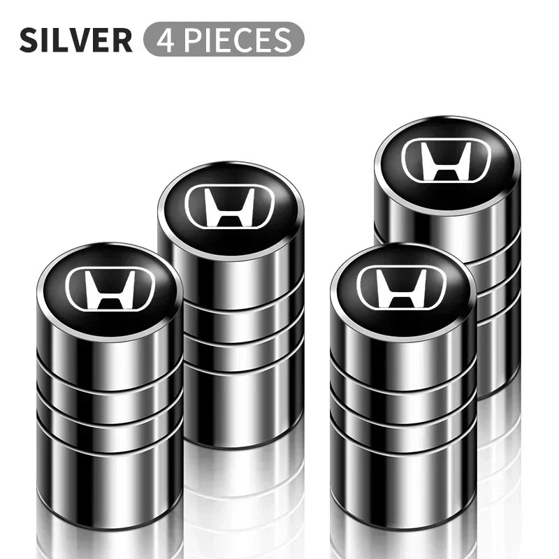 4 bouchons de pneu en aluminium "Honda"