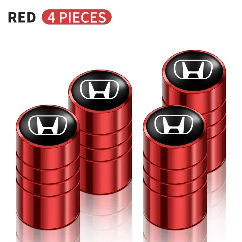 4 bouchons de pneu en aluminium "Honda"