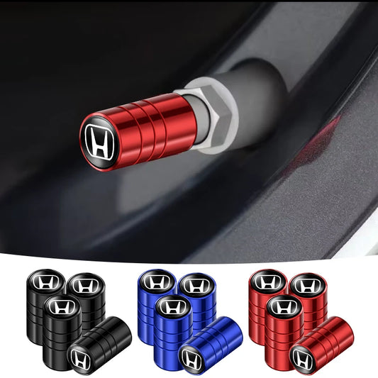 4 bouchons de pneu en aluminium "Honda"